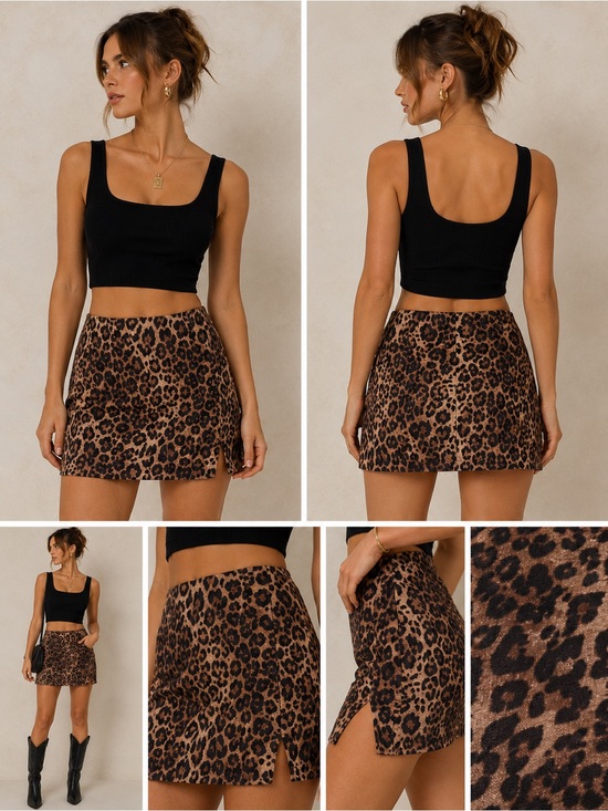 Cider Dresses & Skirts - Leopard Print Mini Skirt
